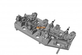 一种气缸驱动的汽车不锈钢饰条卡爪压合工装