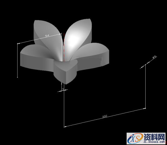 CAD建模鲜花(图文教程),CAD绘制三维鲜花教程296.png,如图,旋转,绘制,步骤,二维,第7张