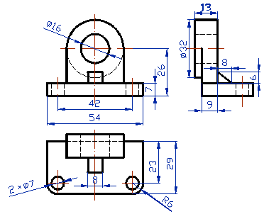 CAD教程第12章－AutoCAD2004绘制组合体三视图（图文教程）,CAD教程第12章－AutoCAD2004绘制组合体三视图,视图,三视图,俯视图,虚线,组合体,第1张