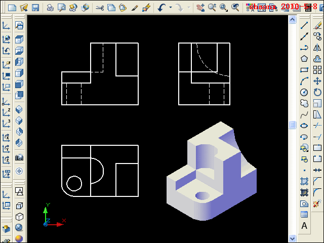 AutoCAD三维教程－平面摄影出三视图（图文教程）,AutoCAD三维教程－平面摄影出三视图,三视图,三维,实体,命令,线型,第29张