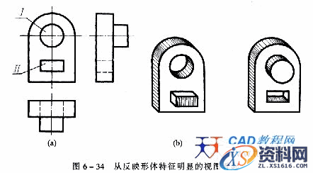 机械制图教程—6-5组合体视图的基本方法（图文教程）,机械制图教程—6-5组合体视图的基本方法,视图,如图,投影,形状,第4张