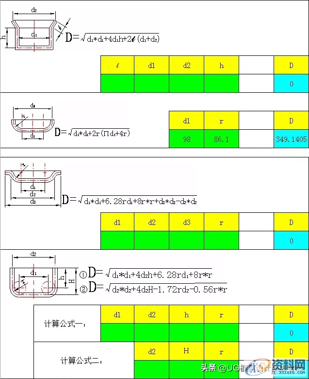 五金模具设计必学：多种拉伸件展开直径计算公式，设计必备表格 ... ...,五金模具设计必学：多种拉伸件展开直径计算公式，设计必备表格,模具设计,电商,培训学校,非标,第3张
