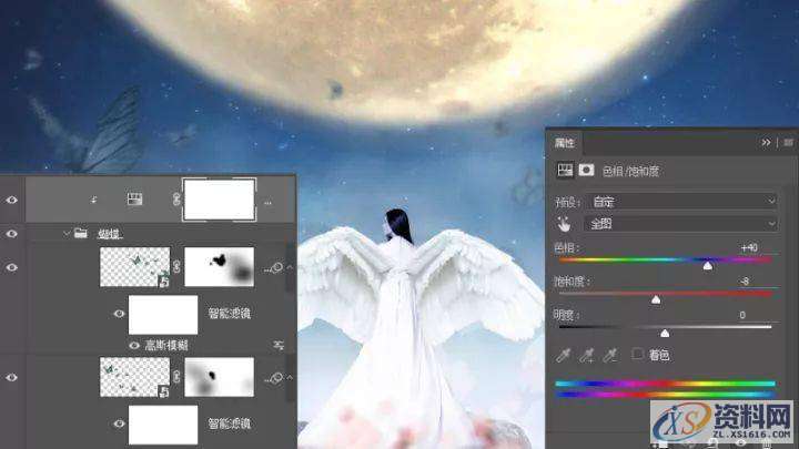 PS教程：合成月光下挥着翅膀的女孩,教程,第9张